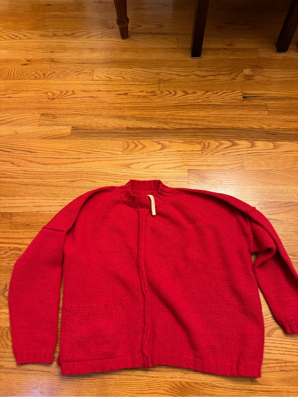 Women's Red Zip-Up Knit Sweater